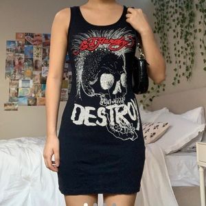 Ed hardy PUNKS NOT DEAD shirt/mini dress size small